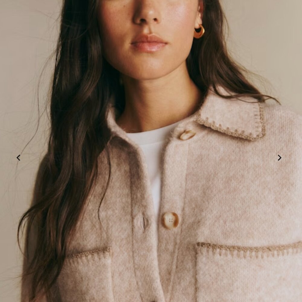 NWT Sezane Veste Lucien Sweater Size Medium Color: Taupe